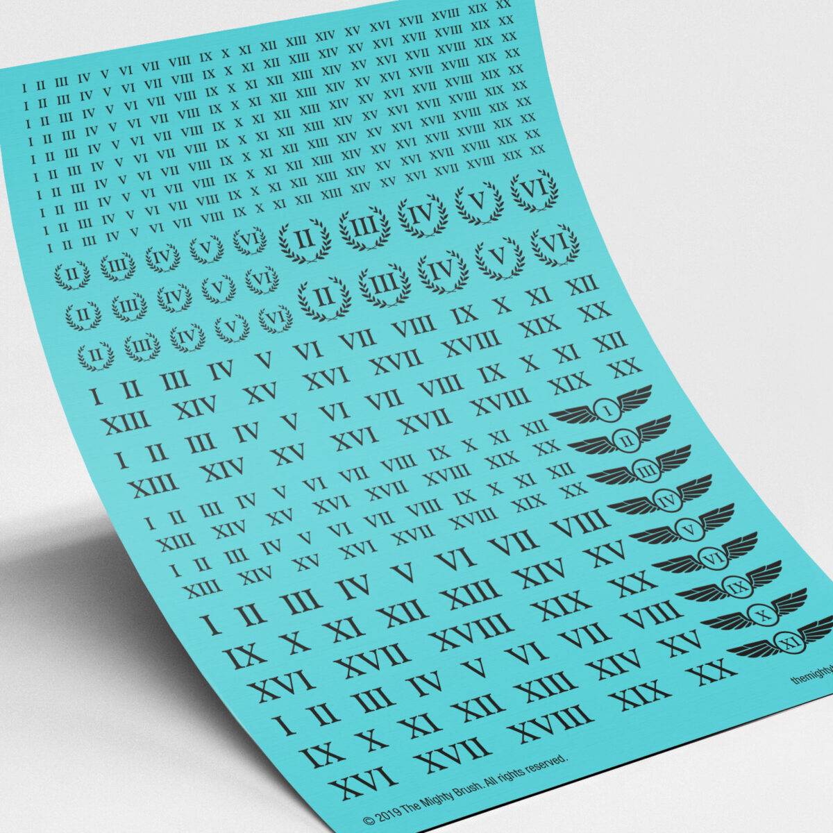 Roman numerals black transfers