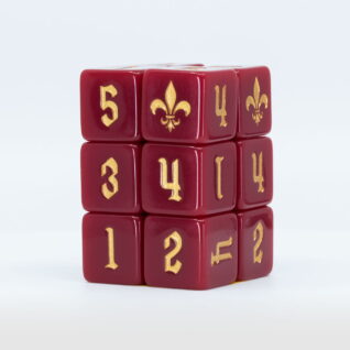 The Mighty Brush Fleur-de-Lis Dice - Crimson & Gold