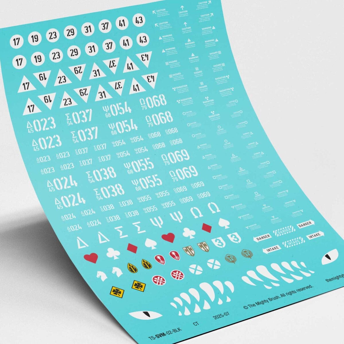 Stencil Vehicle Markings waterslide transfers / decals - White