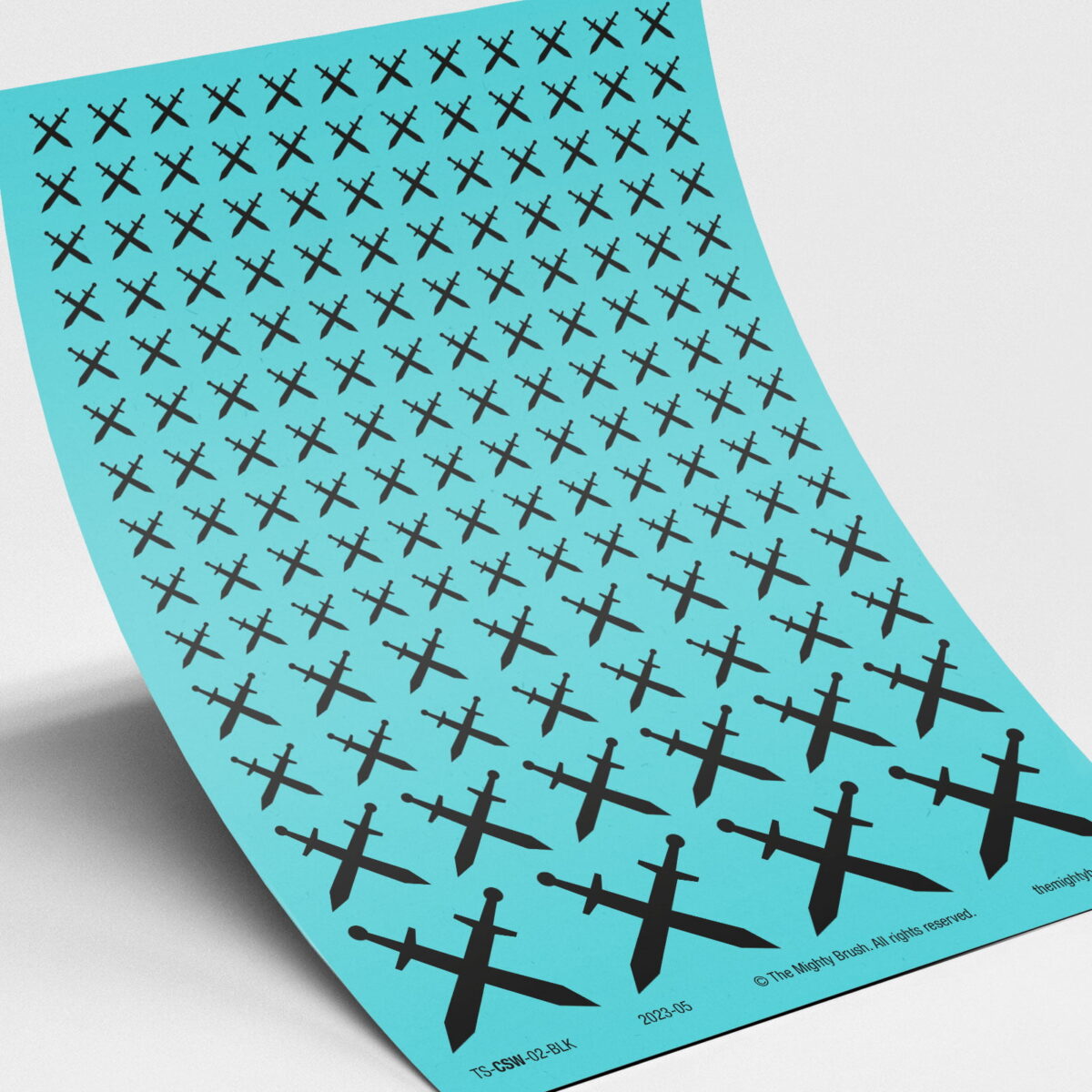 Crossed swords waterslide transfers decals - black