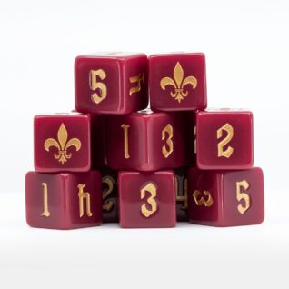 The Mighty Brush Fleur-de-Lis Dice - Crimson & Gold