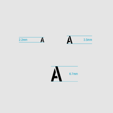 Stencil Alphabet Sizes