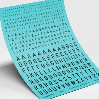 Stencil Alphabet Waterslide Transfers / Decals - Black