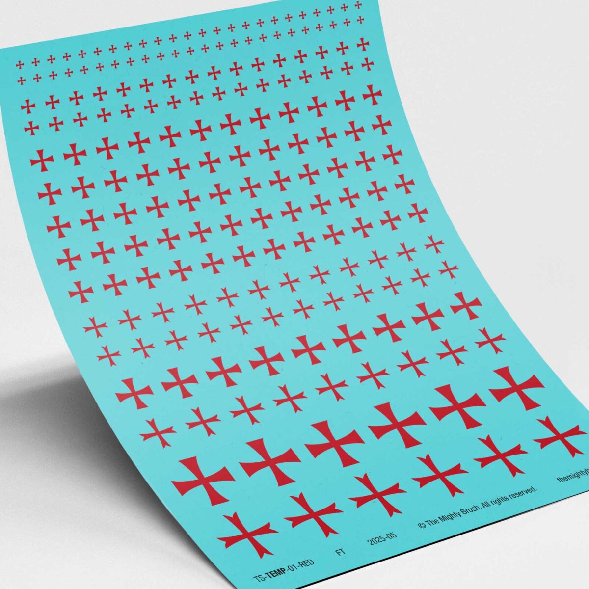 Templar Cross waterslide transfers / decals - red