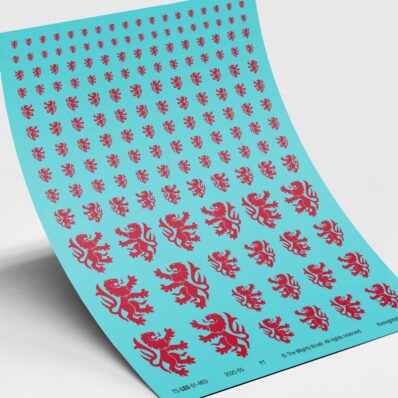 Heraldic Lion waterslide transfers decals - red