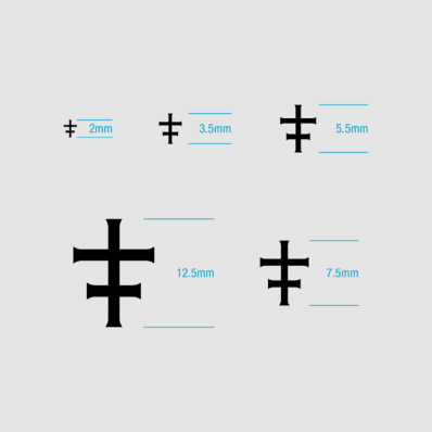 The Mighty Brush Double Crucifix Waterslide Transfers Decals - Size Guide