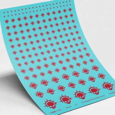 Half Halo Skulls waterslide transfers / decals - red