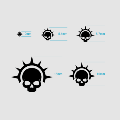 Half Halo Skulls waterslide transfers / decals - size guide