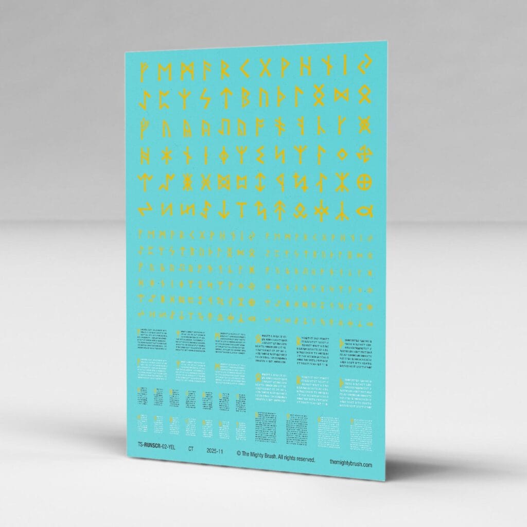 Norse runes waterslide transfers / decals - yellow