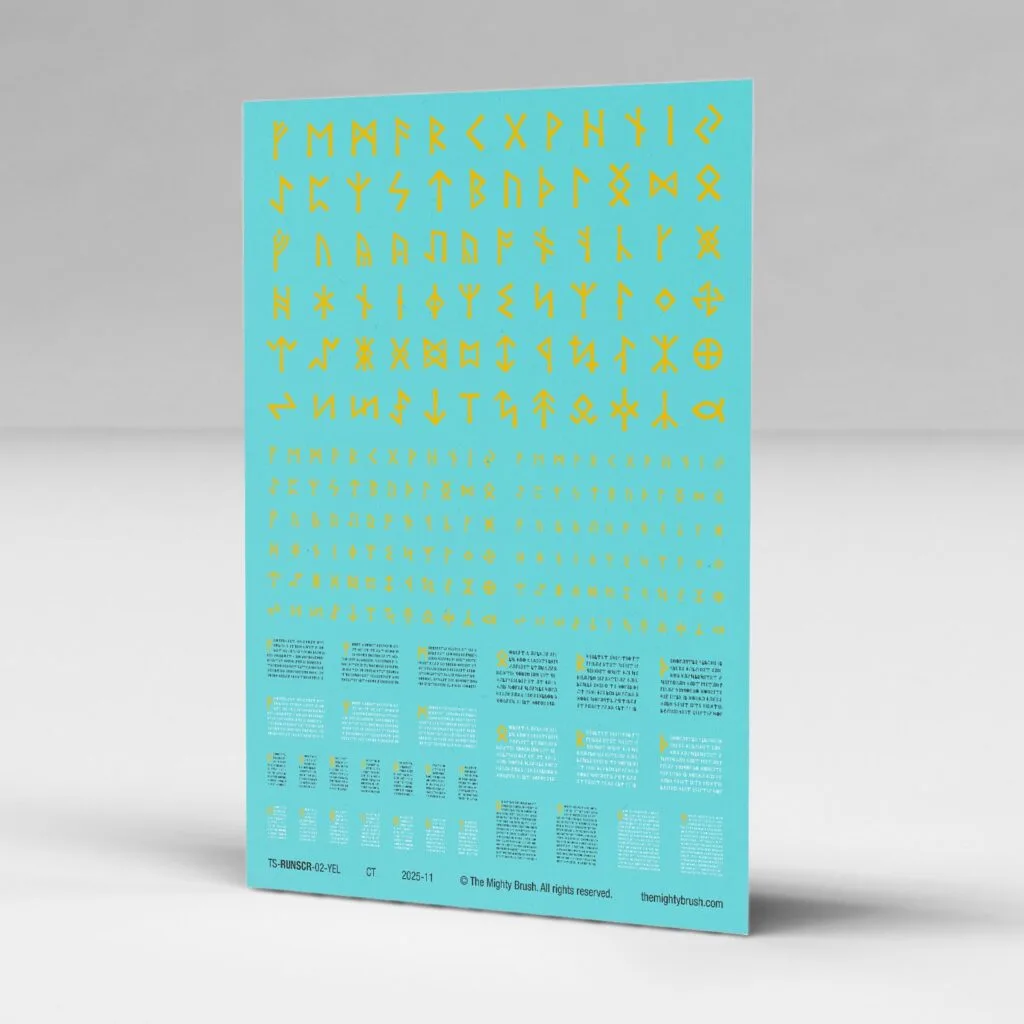 Norse runes waterslide transfers / decals - yellow
