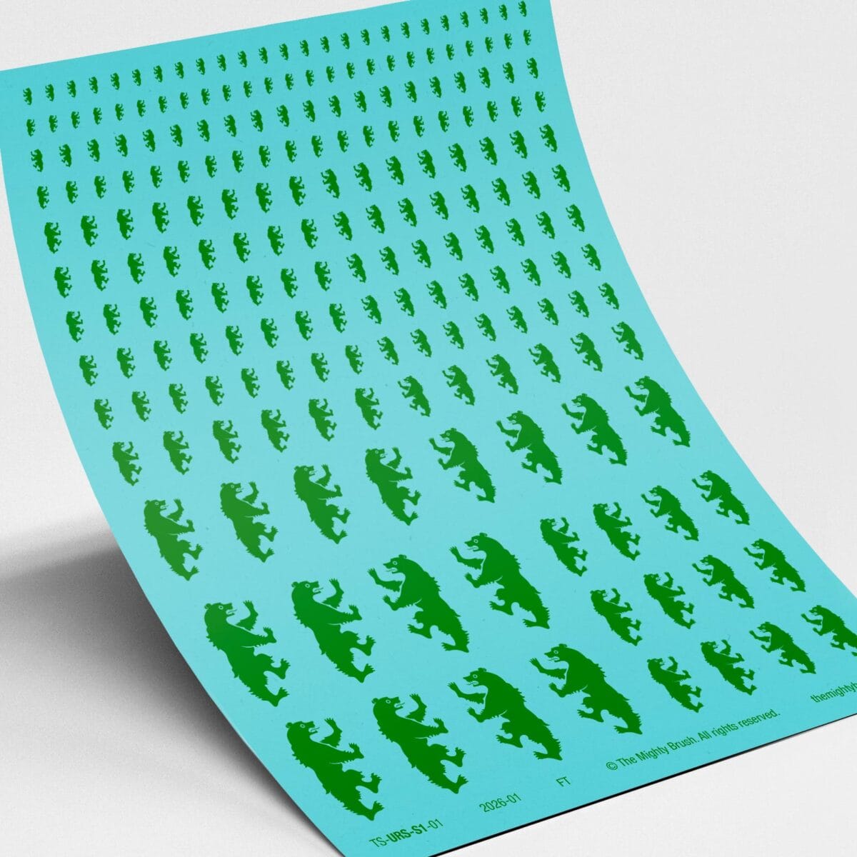The Mighty Brush Heraldic Bear Transfers Decals - Green