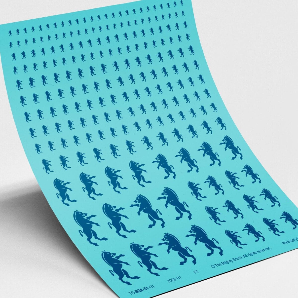 The Mighty Brush Heraldic Boar Transfers Decals - Blue