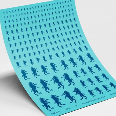 The Mighty Brush Heraldic Boar Transfers Decals - Blue