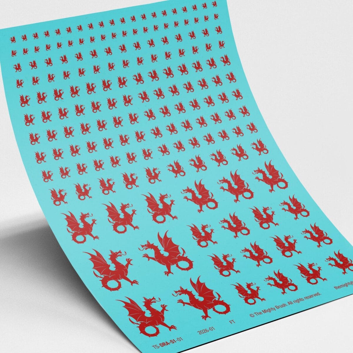 The Mighty Brush Heraldic Wyvern Transfers Decals - Red